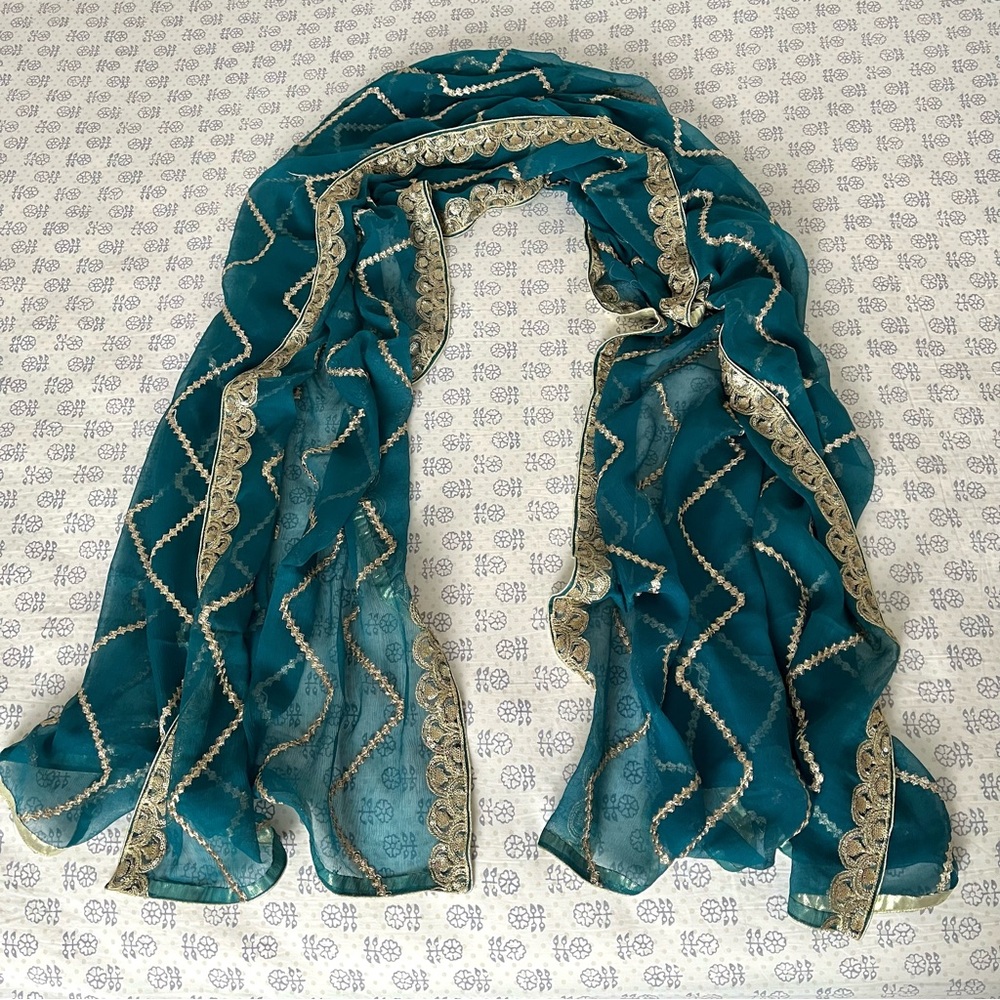 Sequin Embellished Chiffon Dupatta/Scarf - Picture 11 of 12